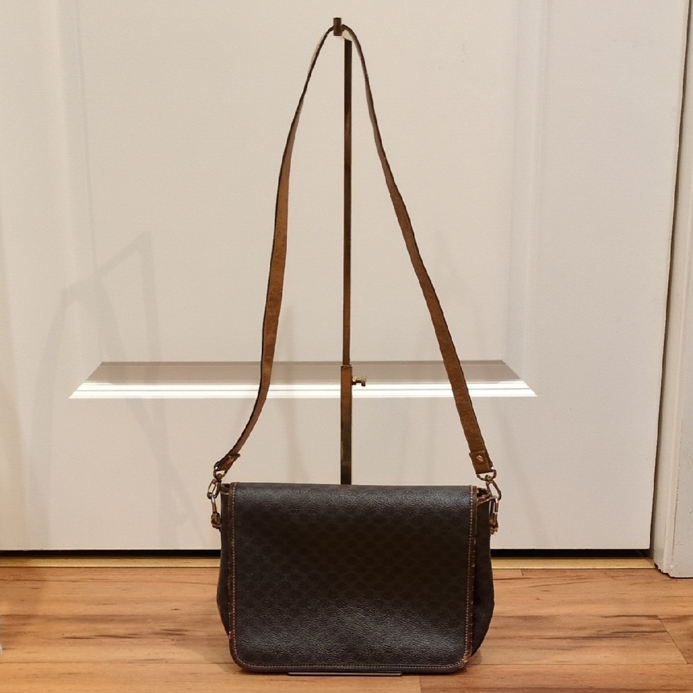 Celine Vintage Crossbody Or Shoulder Macadam Dark Brown Purse